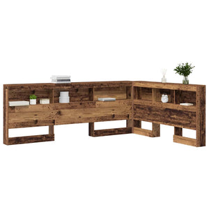 Aufbewahrungskopfteil mit Regal 160cm Altholz