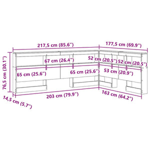 Aufbewahrungskopfteil mit Regal 160cm Altholz