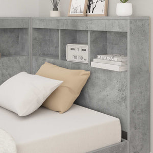 vidaXL Storage Headboard with Shelf Concrete Grey 75 cm Engineered Wood