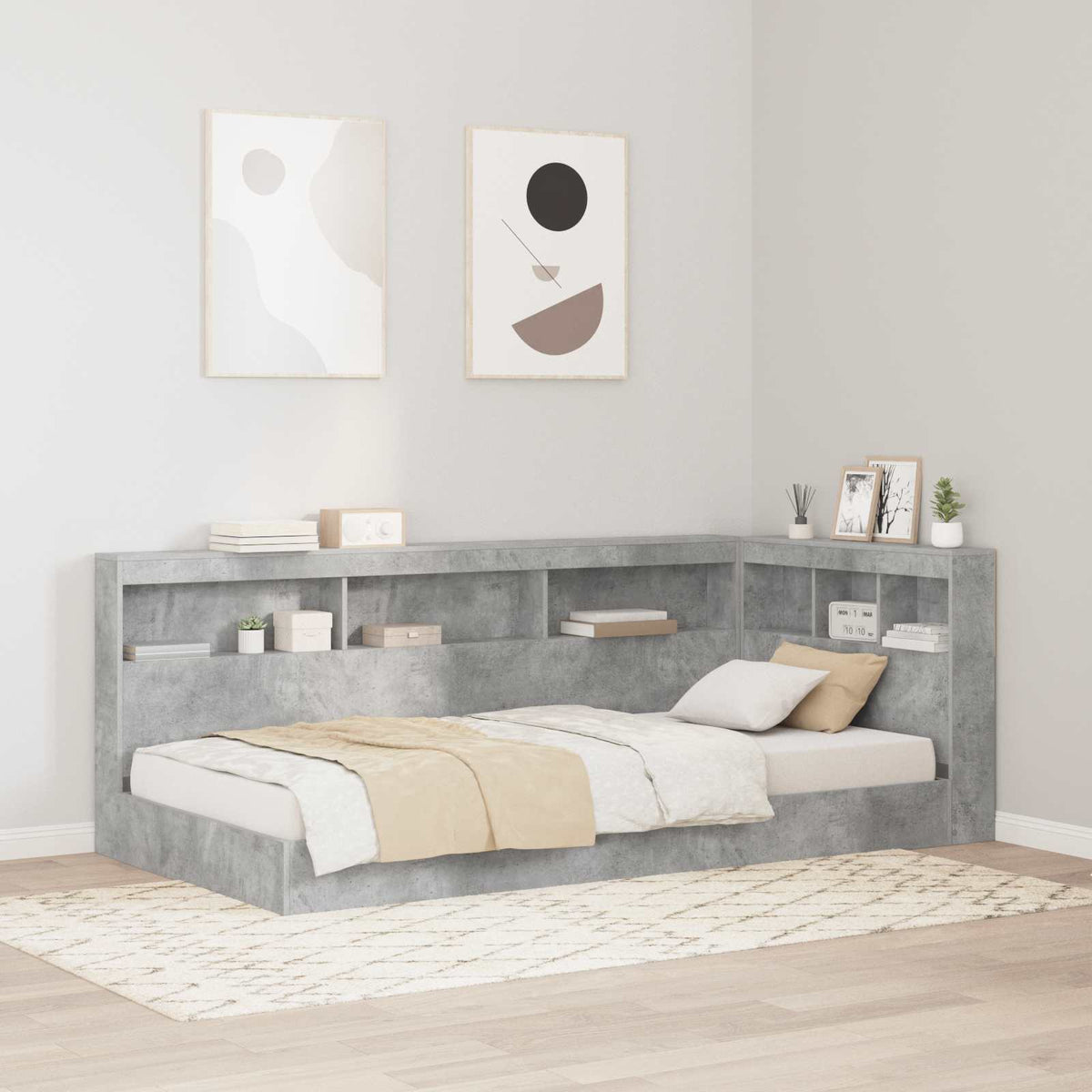 vidaXL Storage Headboard with Shelf Concrete Grey 75 cm Engineered Wood