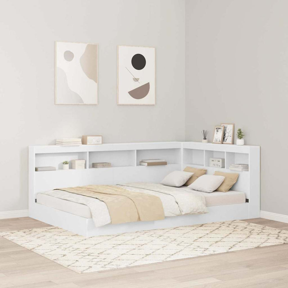 vidaXL Storage Headboard with Shelf White 207.5 x 137.5 x 76.5 cm