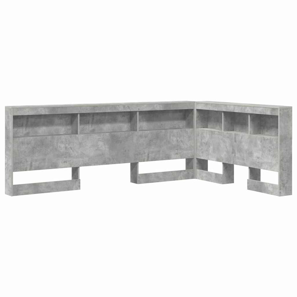 vidaXL Storage Headboard Concrete Grey 207.5 x 137.5 x 76.5 cm