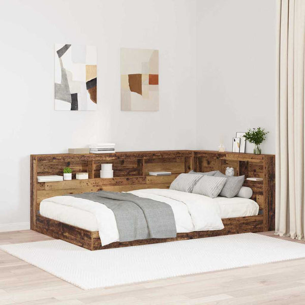 vidaXL Storage Headboard with Shelf Reclaimed Wood 207.5 x 137.5 x 76.5 cm