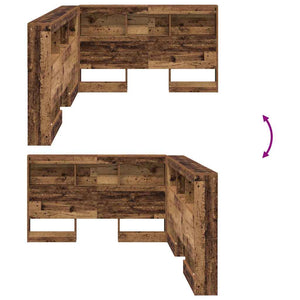vidaXL Storage Headboard with Shelf Reclaimed Wood 207.5 x 137.5 x 76.5 cm