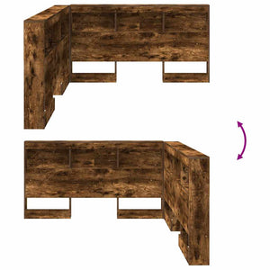 vidaXL Storage Headboard Smoked Oak 135 cm Engineered Wood