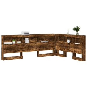 vidaXL Storage Headboard Smoked Oak 135 cm Engineered Wood