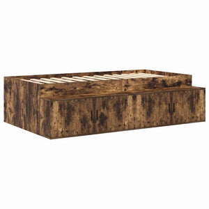 vidaXL Storage Bed Frame Smoked Oak 100 cm Engineered Wood