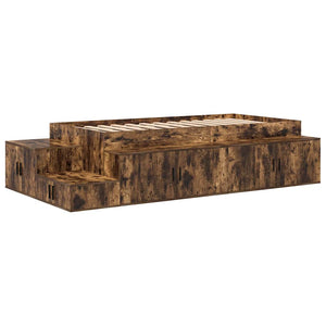 vidaXL Storage Bed Frame Smoked Oak 90 cm Engineered Wood