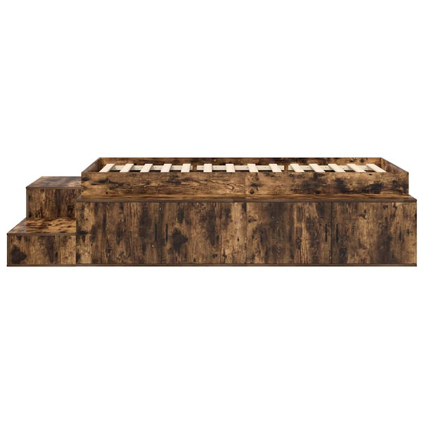 vidaXL Storage Bed Frame Smoked Oak 90 cm Engineered Wood