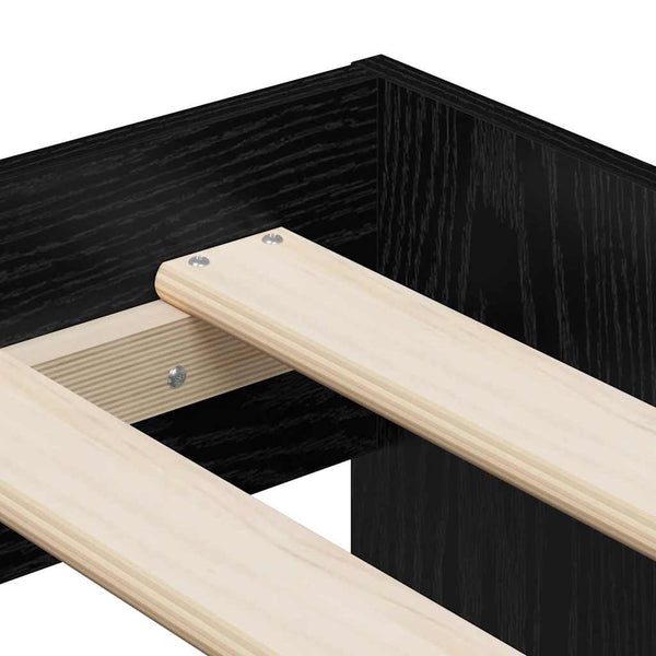 vidaXL Storage Bed Frame Black Oak-Look 90 cm