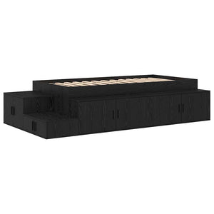 vidaXL Storage Bed Frame Black Oak-Look 90 cm