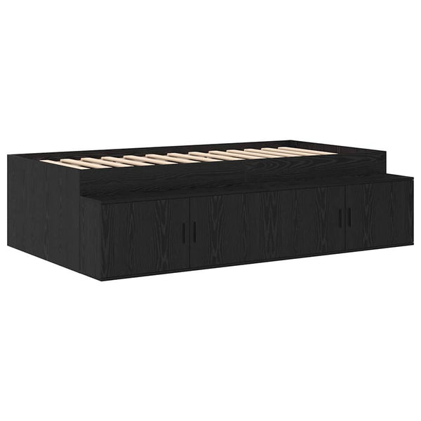 vidaXL Storage Bed Frame Black Oak-Look 90 cm
