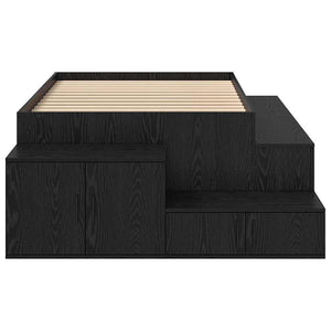 vidaXL Storage Bed Frame Black Oak-Look 90 cm
