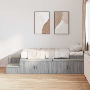 vidaXL Storage Bed Frame Sonoma Grey 90 cm Engineered Wood