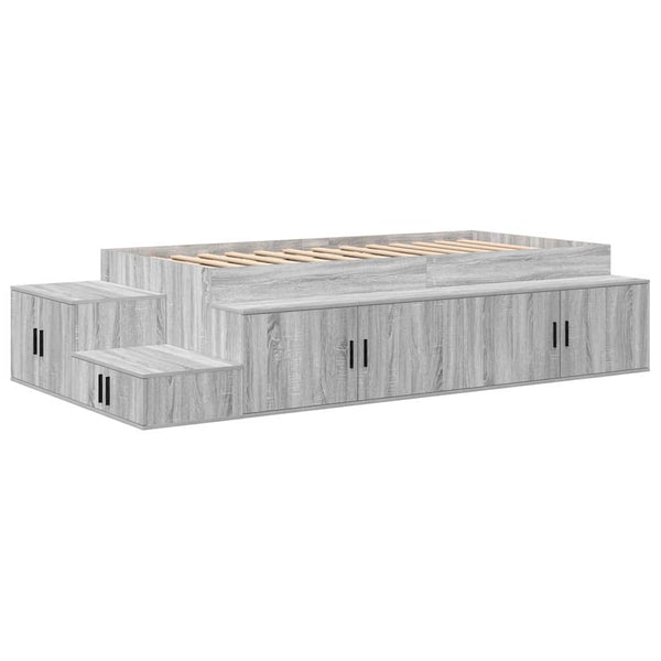 vidaXL Storage Bed Frame Sonoma Grey 90 cm Engineered Wood