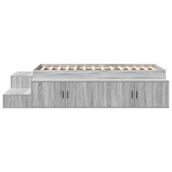 vidaXL Storage Bed Frame Sonoma Grey 90 cm Engineered Wood