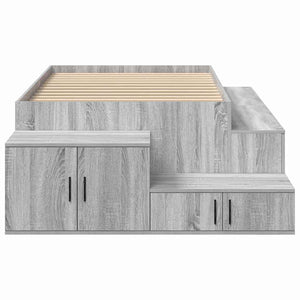 vidaXL Storage Bed Frame Sonoma Grey 90 cm Engineered Wood