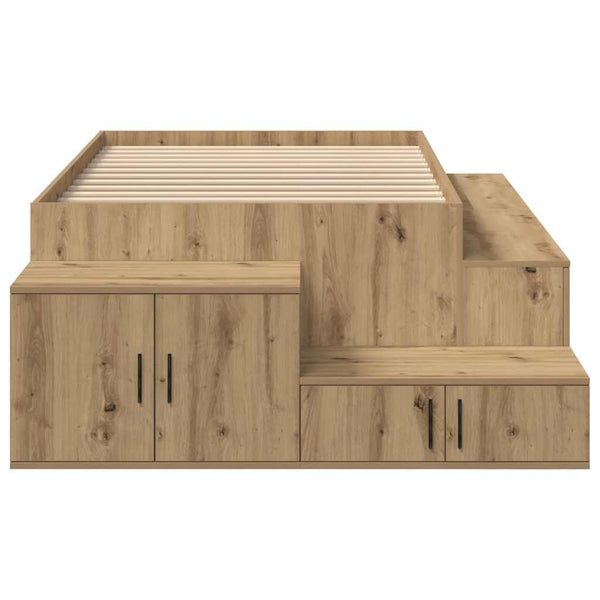vidaXL Storage Bed Frame Artisan Oak 90 cm Engineered Wood