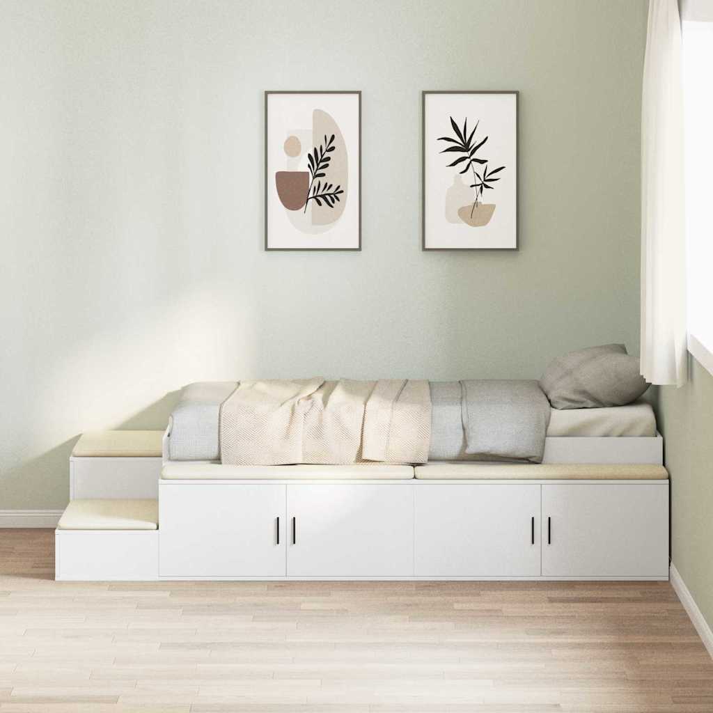 vidaXL Storage Bed Frame with Storage White 75 cm Engineered Wood