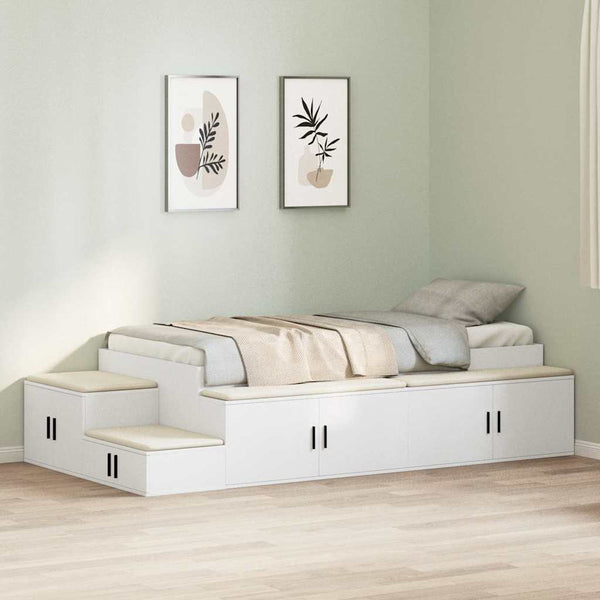 vidaXL Storage Bed Frame with Storage White 75 cm Engineered Wood