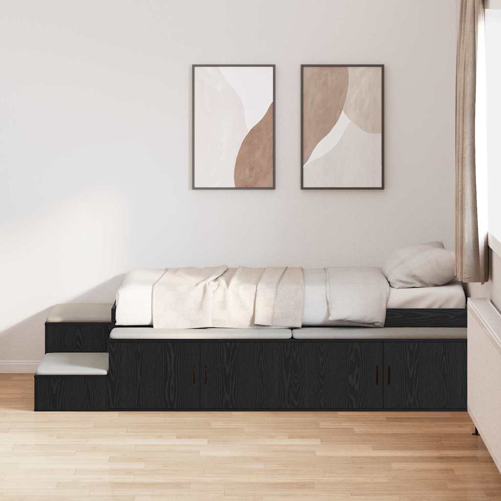 vidaXL Bed with Storage Black Oak-Look 234 x 103 x 53.5 cm