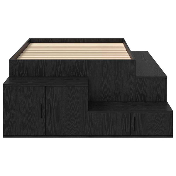 vidaXL Bed with Storage Black Oak-Look 234 x 103 x 53.5 cm