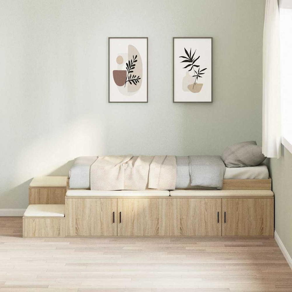 vidaXL Storage Bed Frame Sonoma Oak 75 cm Engineered Wood