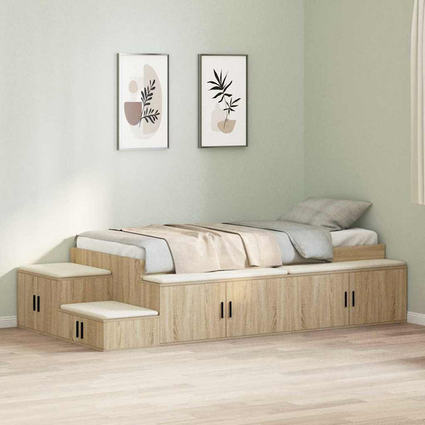 vidaXL Storage Bed Frame Sonoma Oak 75 cm Engineered Wood