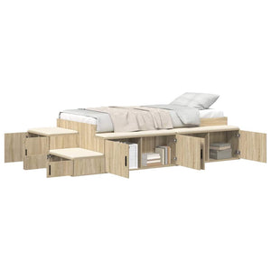 vidaXL Storage Bed Frame Sonoma Oak 75 cm Engineered Wood