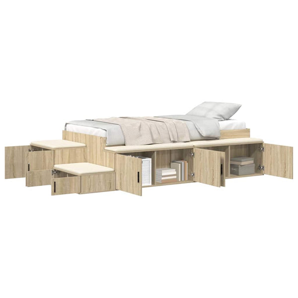 vidaXL Storage Bed Frame Sonoma Oak 75 cm Engineered Wood