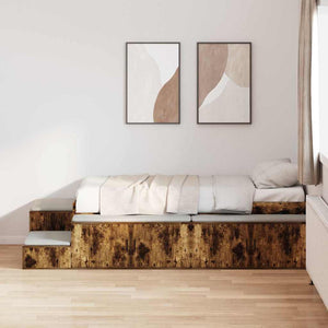 vidaXL Storage Bed Frame Smoked Oak 75 cm Engineered Wood
