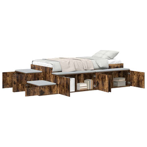 vidaXL Storage Bed Frame Smoked Oak 75 cm Engineered Wood