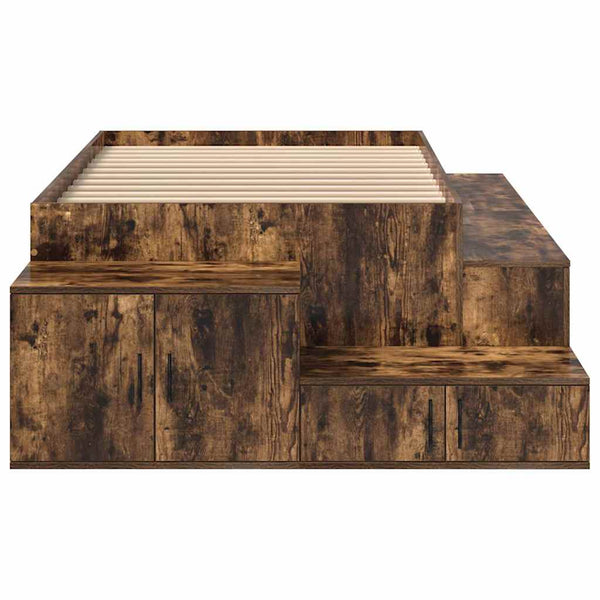 vidaXL Storage Bed Frame Smoked Oak 75 cm Engineered Wood