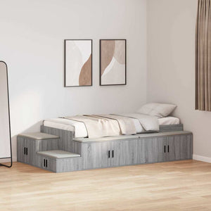 vidaXL Storage Bed Frame Sonoma Grey 75 cm Engineered Wood