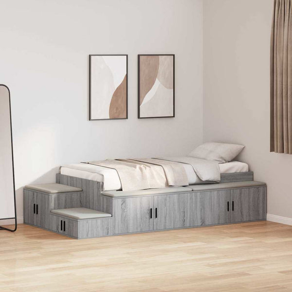 vidaXL Storage Bed Frame Sonoma Grey 75 cm Engineered Wood
