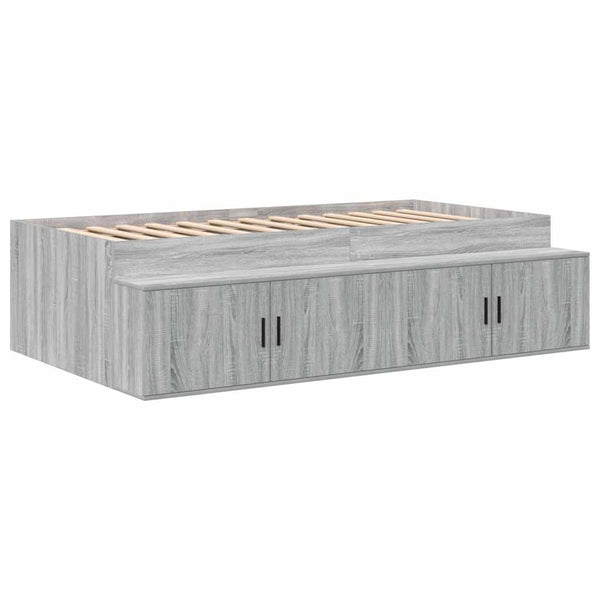 vidaXL Storage Bed Frame Sonoma Grey 75 cm Engineered Wood