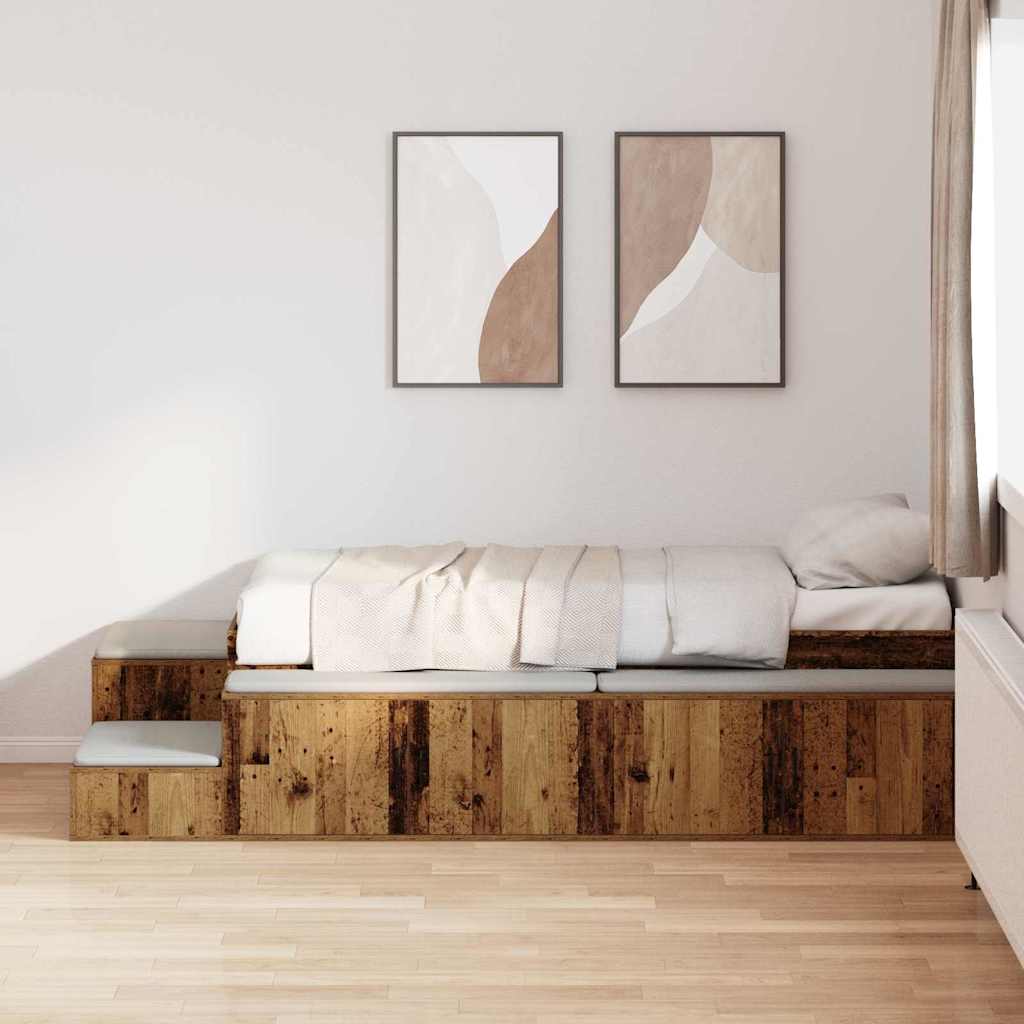vidaXL Bed with Storage Reclaimed Wood 234 x 103 x 53.5 cm Engineered Wood