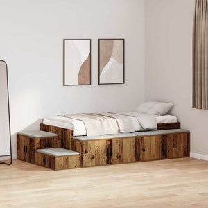 vidaXL Bed with Storage Reclaimed Wood 234 x 103 x 53.5 cm Engineered Wood