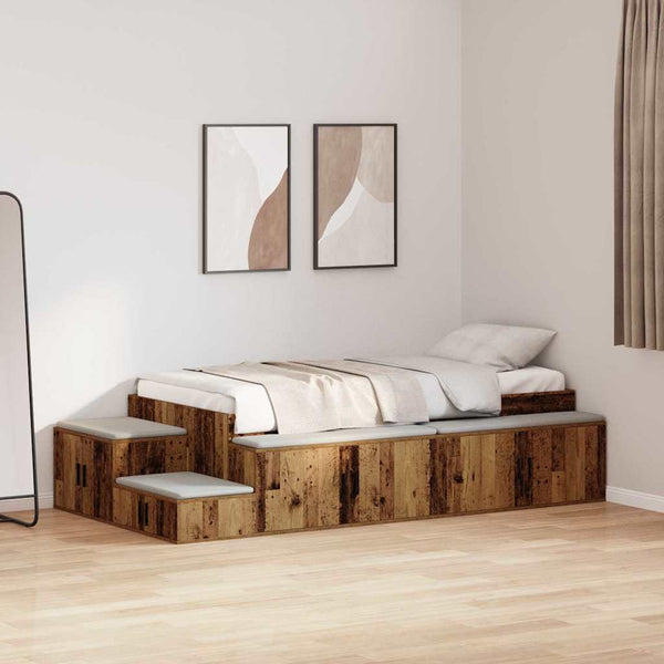 vidaXL Bed with Storage Reclaimed Wood 234 x 103 x 53.5 cm Engineered Wood