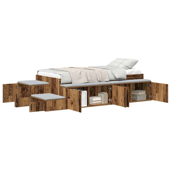 vidaXL Bed with Storage Reclaimed Wood 234 x 103 x 53.5 cm Engineered Wood