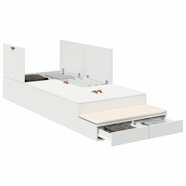 vidaXL Storage Bed Frame with Storage White 80 cm Engineered Wood