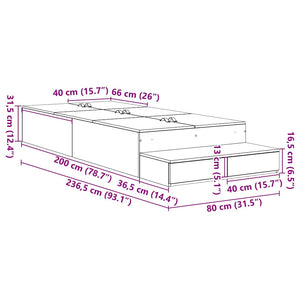vidaXL Storage Bed Frame with Storage White 80 cm Engineered Wood