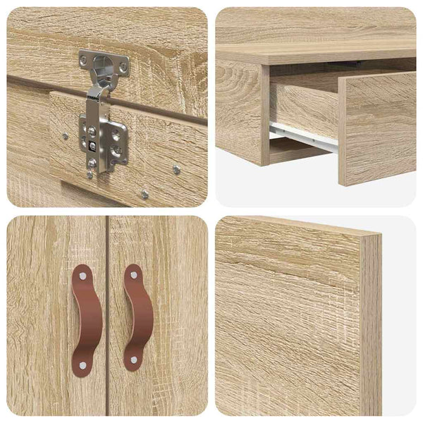 vidaXL Storage Bed Frame Sonoma Oak 80 cm Engineered Wood