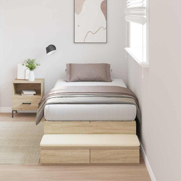 vidaXL Storage Bed Frame Sonoma Oak 80 cm Engineered Wood