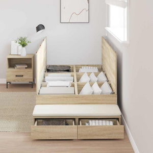 vidaXL Storage Bed Frame Sonoma Oak 80 cm Engineered Wood