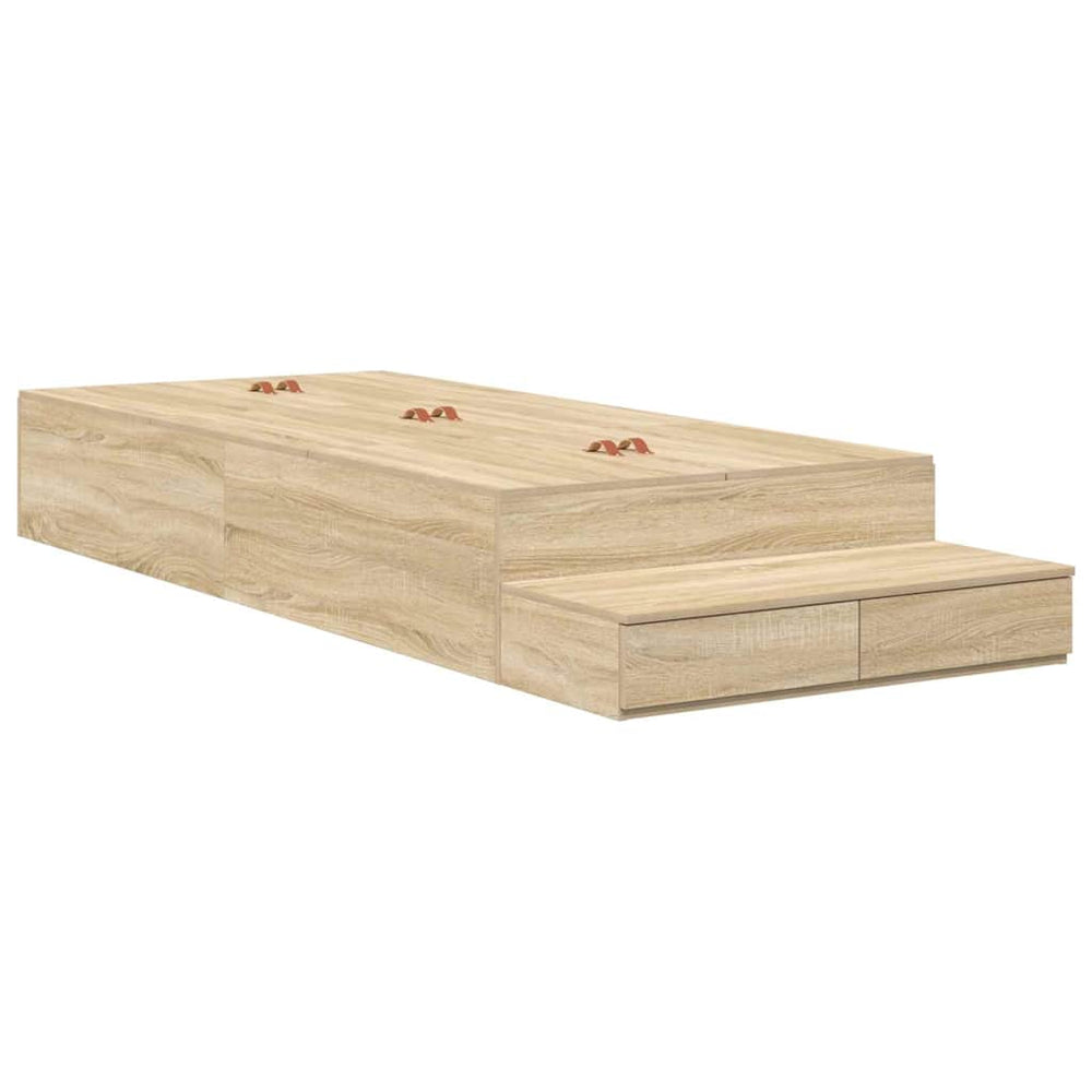 vidaXL Storage Bed Frame Sonoma Oak 80 cm Engineered Wood