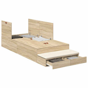 vidaXL Storage Bed Frame Sonoma Oak 80 cm Engineered Wood