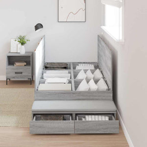 vidaXL Storage Bed Frame Sonoma Grey 80 cm Engineered Wood