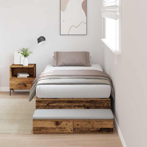 vidaXL Storage Bed Frame Reclaimed Wood 80 cm Engineered Wood