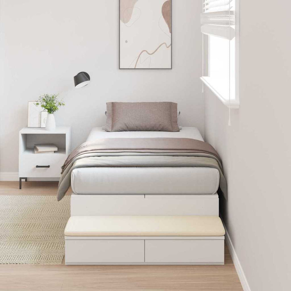 vidaXL Storage Bed Frame with Storage White 90 cm Engineered Wood